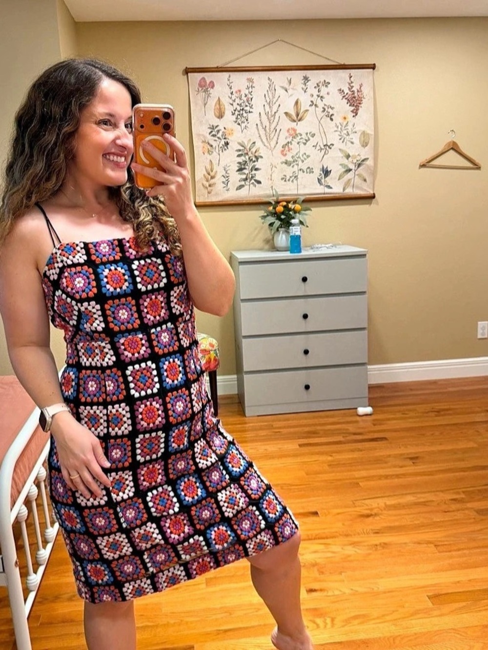 Anthropologie Embroidered Crochet Mini/midi Dress in Black & Blue Size 14 NWT